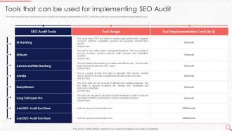 Tools That Can Be Used For Implementing SEO Audit Evaluate The Current State Of Clients Website Traffic