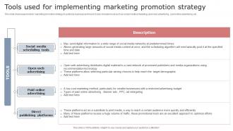 Tools Used For Implementing Marketing Promotion Strategy