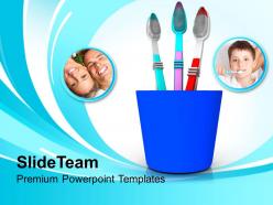 Tooth brushes in blue holder powerpoint templates ppt backgrounds for slides 0213