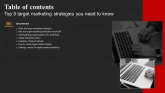 Top 5 Target Marketing Strategies You Need To Know For Table Of Contents Strategy SS
