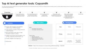 Top AI Text Generator Tools Copysmith AI Content Generator Platform AI SS V