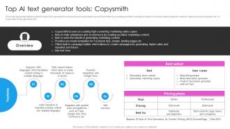 Top AI Text Generator Tools Copysmith Deploying AI Writing Tools For Effective AI SS V