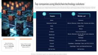 Top Companies Using Blockchain Technology Solutions Comprehensive Evaluation BCT SS