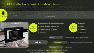 Top GPT Chatbot Tool For Content Translation Texta Comprehensive Guide On GPT Chatbot ChatGPT SS