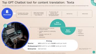 Top GPT Chatbot Tool For Content Translation Texta Revamping Future Of GPT Based ChatGPT SS V