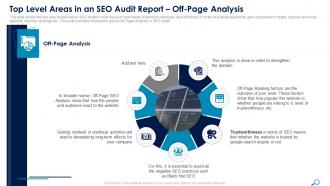 Top level areas in an seo audit report off page analysis ppt show graphics download