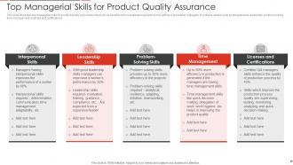 Top Managerial Skills For Product Quality Assurance