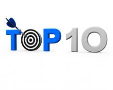 Top ten target display with dart and arrow stock photo