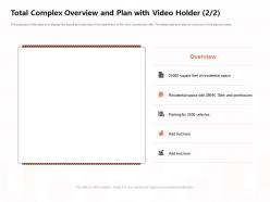 Total complex overview and plan with video holder square feet ppt powerpoint presentation portfolio layout