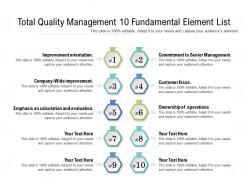 Total Quality Management 10 Fundamental Element List
