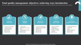 Total Quality Management Objectives Achieving Ways Introduction
