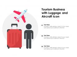 Tourism business with luggage and aircraft icon