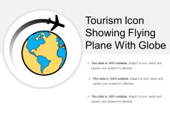 Tourism icon showing flying plane with globe