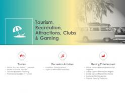 Tourism recreation attractions clubs and gaming platforms ppt powerpoint presentation model