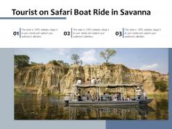 Tourist on safari boat ride in savanna
