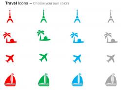 Tower beach plane boat ppt icons graphics