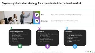 Toyota globalization strategy for expansion developing international advertisement MKT SS V