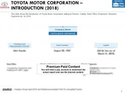 Toyota motor corporation introduction 2018