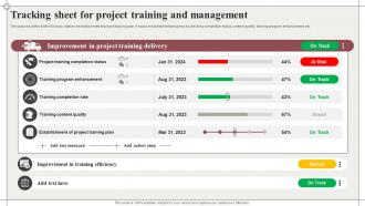 Tracking Sheet For Project Training And Management
