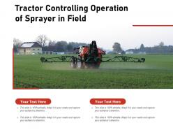 Tractor controlling operation of sprayer in field