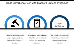 Trade compliance icon with standard list and procedure