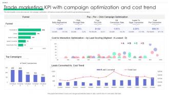 Trade Marketing KPI With Campaign Optimization And Cost Trend