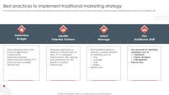 Traditional Marketing Approaches Best Practices To Implement Traditional Marketing Strategy