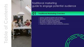 Traditional Marketing Guide To Engage Potential Audience For Table Of Contents Ppt Ideas Infographic Template