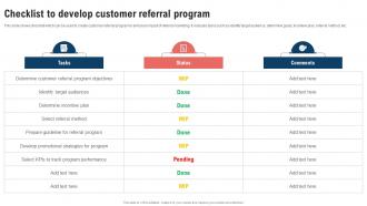 Traditional Marketing Strategy Checklist To Develop Customer Referral Strategy SS V