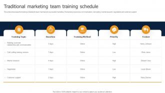 Traditional Marketing Team Training Schedule Methods To Implement Traditional