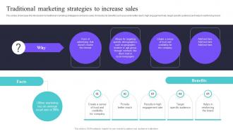 Traditional Marketing To Increase Sales Deploying A Variety Of Marketing Strategy SS V