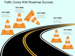 Traffic cones with roadmap success flat powerpoint design