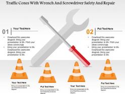 Traffic cones with wrench and screwdriver safety and repair flat powerpoint design