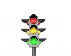 Traffic light with on position stock photo