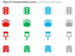 Traffic lights boat pinning hotel ppt icons graphics