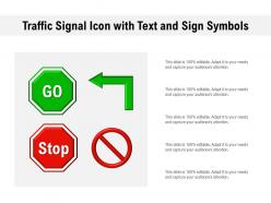Traffic signal icon with text and sign symbols