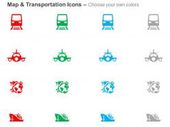 Train plane global travel ship ppt icons graphics