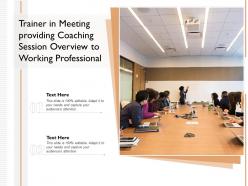 Trainer in meeting providing coaching session overview to working professional