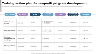 Training Action Plan For Nonprofit Program Development