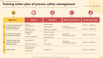 Training Action Plan Of Process Safety Management