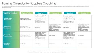 Training Calendar For Suppliers Coaching Strategic Approach For Supplier Upskilling
