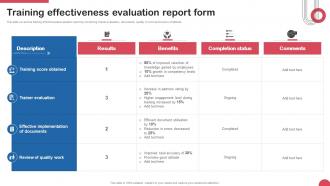 Training Effectiveness Evaluation Report Form
