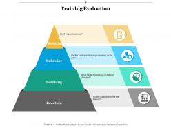 Training evaluation learning result ppt infographics example introduction