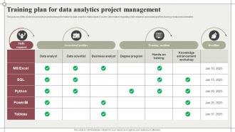 Training Plan For Data Analytics Project Management