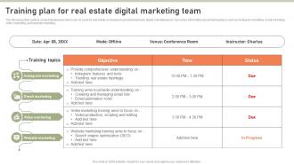 Training Plan For Real Estate Digital Marketing Team Lead Generation Techniques To Expand MKT SS V