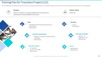 Training plan for transition project transition plan