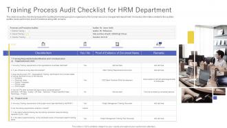 Training Process Audit Checklist For HRM Department