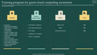 Training Program For Green Cloud Computing Awareness Carbon Free Computing