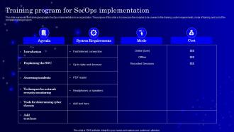 Training Program For Secops Implementation Ppt Powerpoint Presentation Layouts Guide