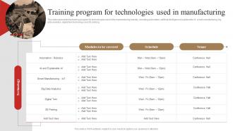 Training Program For Technologies Used In Manufacturing 3d Printing In Manufacturing